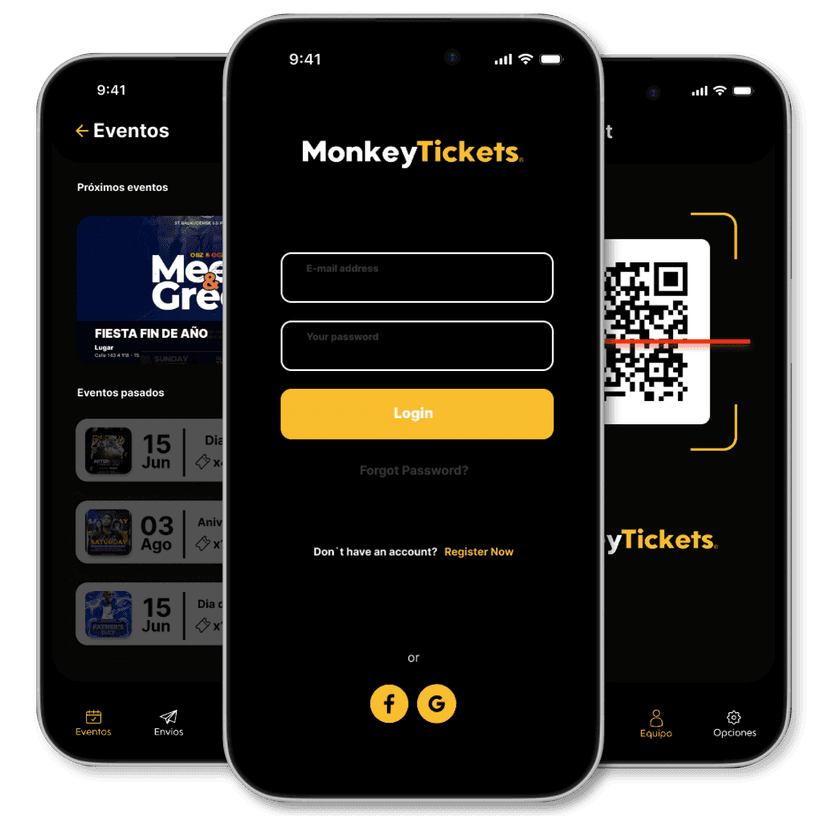 Mockups móviles MonkeyTickets